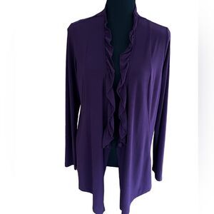Annalee + Hope purple open ruffle front long sleeved top size M